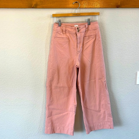 A New Day Salmon Pink Wide Leg Cropped Pant size 4 - Picture 2 of 12